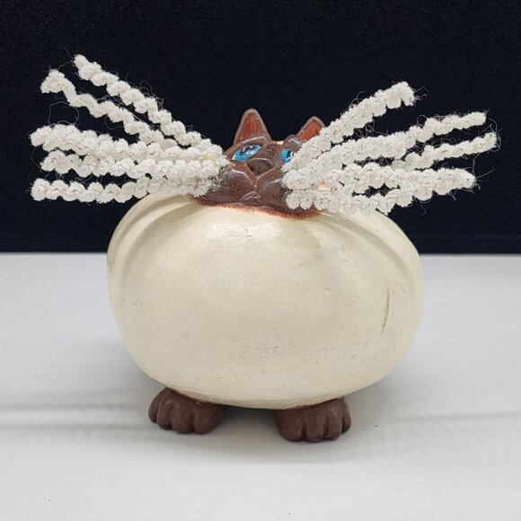 1997 Ceramic Cat Figure With Curly Whiskers 5.5" Tall Enesco Vicki Thomas - Picture 6 of 9